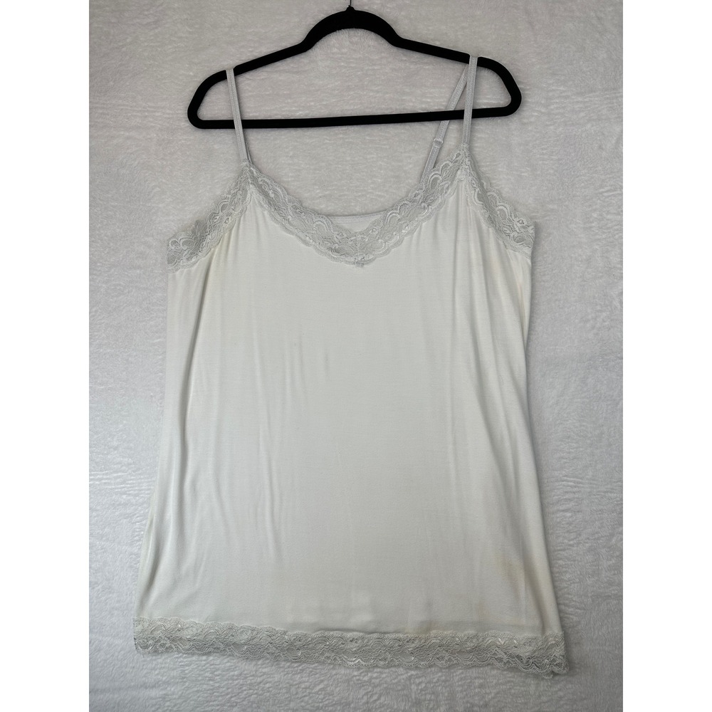 Lane Bryant Essential Lace Cami Women 18/20 White Adjustable Straps Rayon Blend